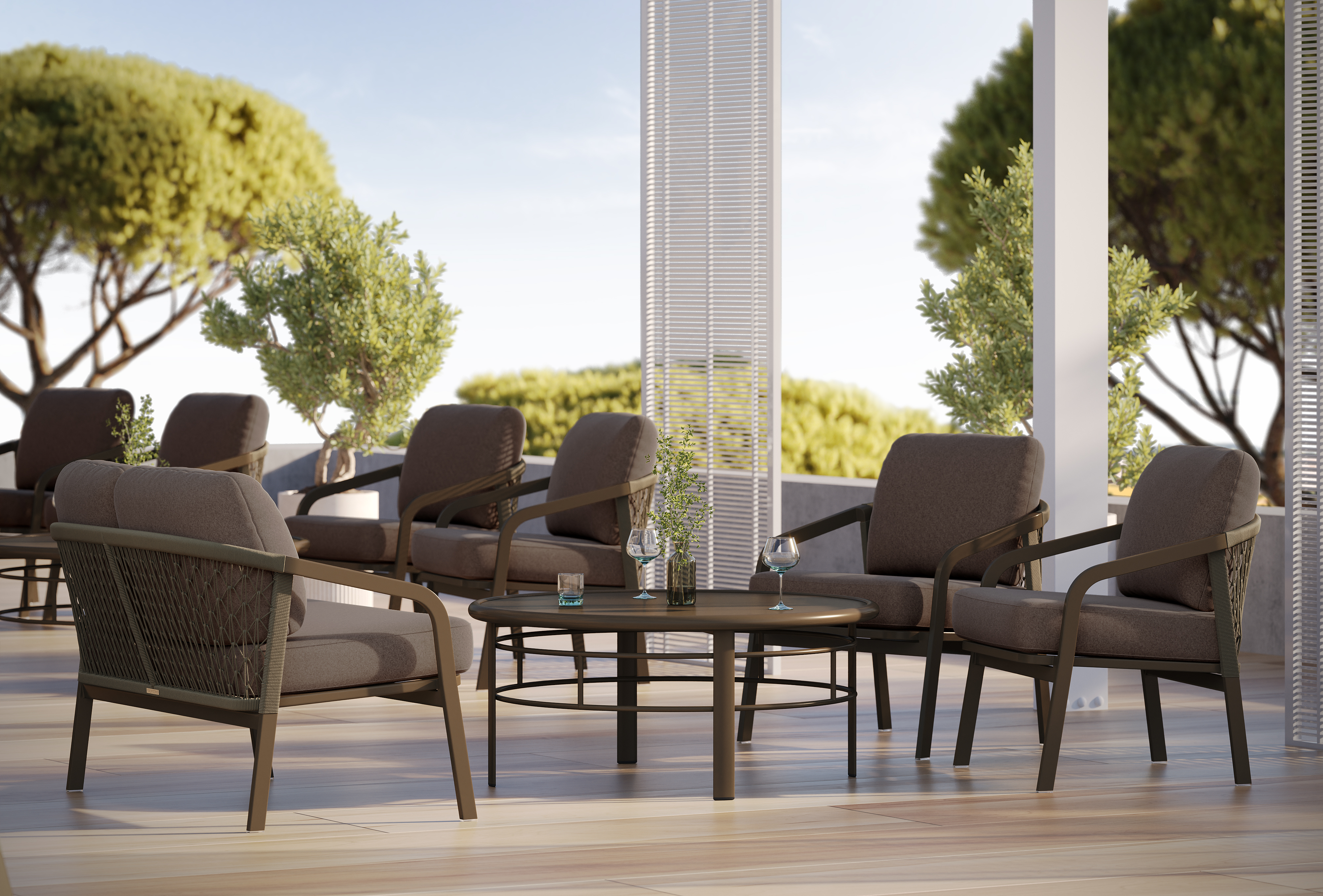 Outdoor Lounge Chairs and Tables for Hospitality 